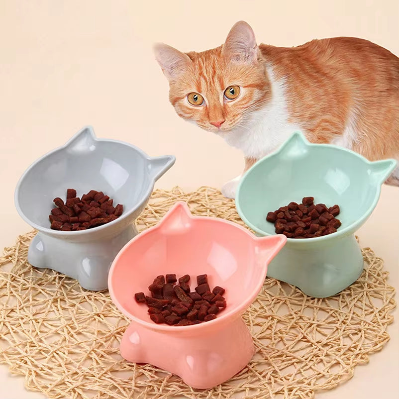 Hot-Selling Nordic Style Pet Bowl Cervical Vertebra Protection Cat Bowl Anti-Tip Plastic Inclined Mouth Cat Bowl Pet Supplies