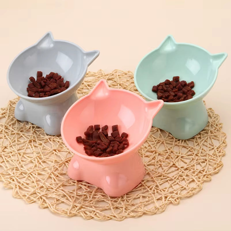 Hot-Selling Nordic Style Pet Bowl Cervical Vertebra Protection Cat Bowl Anti-Tip Plastic Inclined Mouth Cat Bowl Pet Supplies