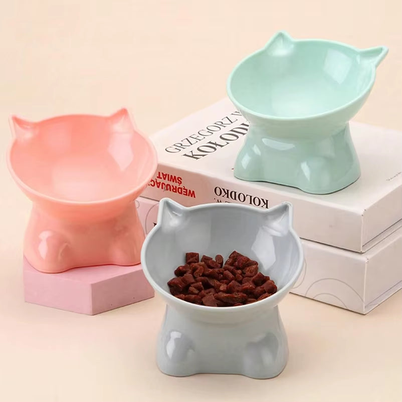 Hot-Selling Nordic Style Pet Bowl Cervical Vertebra Protection Cat Bowl Anti-Tip Plastic Inclined Mouth Cat Bowl Pet Supplies